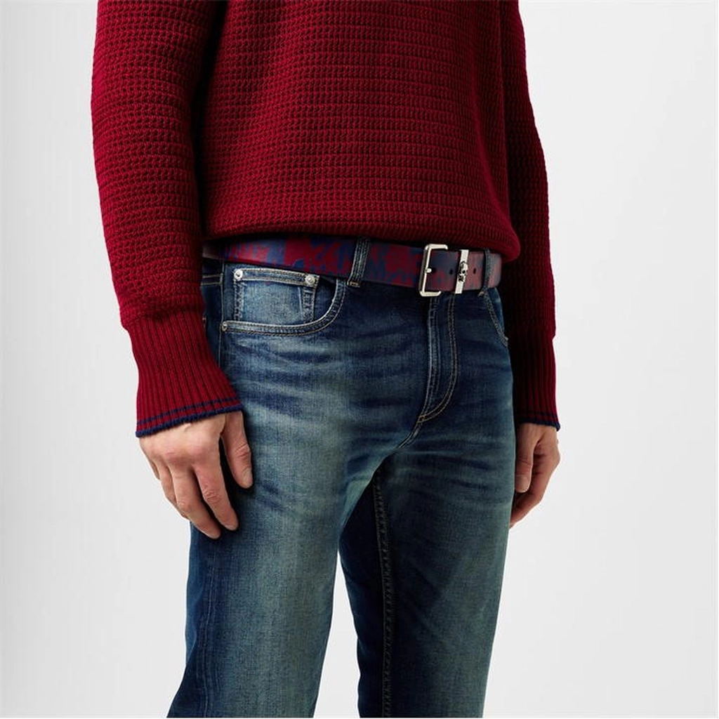 Alexander McQueen Skull Loop Belt - Red